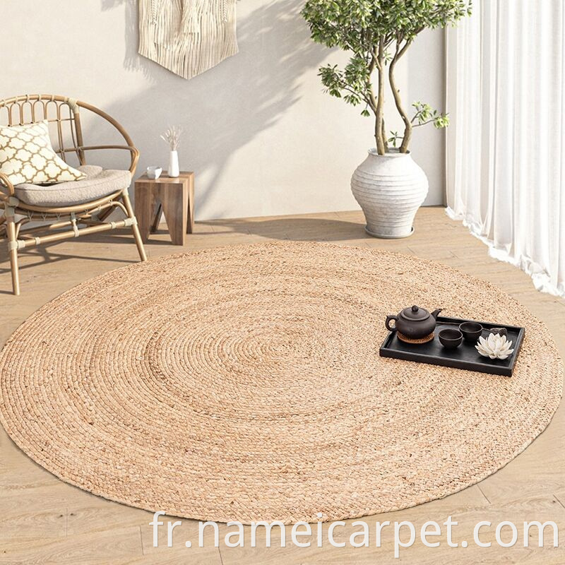 Round Natural Fiber Water Hyacinth Braided Rug Carpet Floor Mats